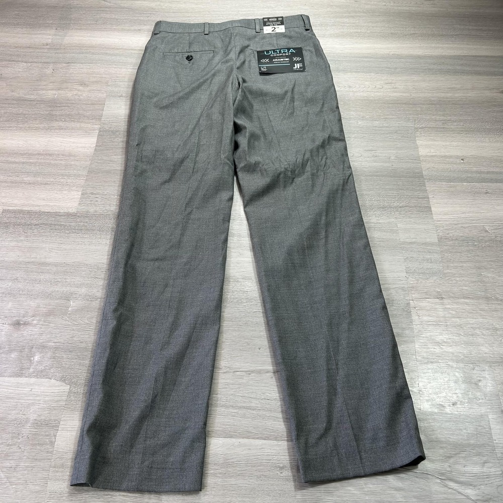 NEW J Ferrar Ultra Comfort Pants Mens 30x32 Gray Slim Fit Dress Stretch Adjustec